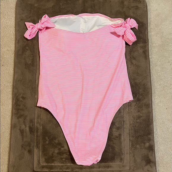 Aerie Pink & White Stripes One Piece Swimsuit- Size XL Long - Picture 2 of 2